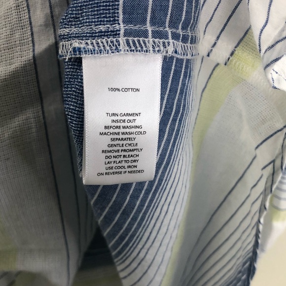 BeachLunchLounge Lightweight Flowy Cotton Stripes Ayala Blue White Green Sky Top - Picture 7 of 8